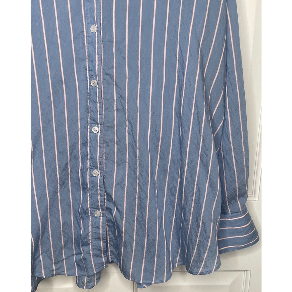 Abercrombie & Fitch Women's Oversized Striped Button-Down Shirt Sz L Preppy - Picture 3 of 10